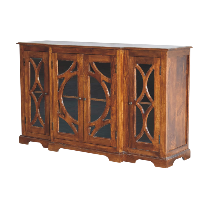 Sigtuna Glazed Sideboard in Chestnut, three-quarter view showing the full profile.