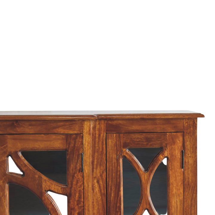 Close view of the glazing on the Sigtuna Glazed Sideboard in Chestnut.