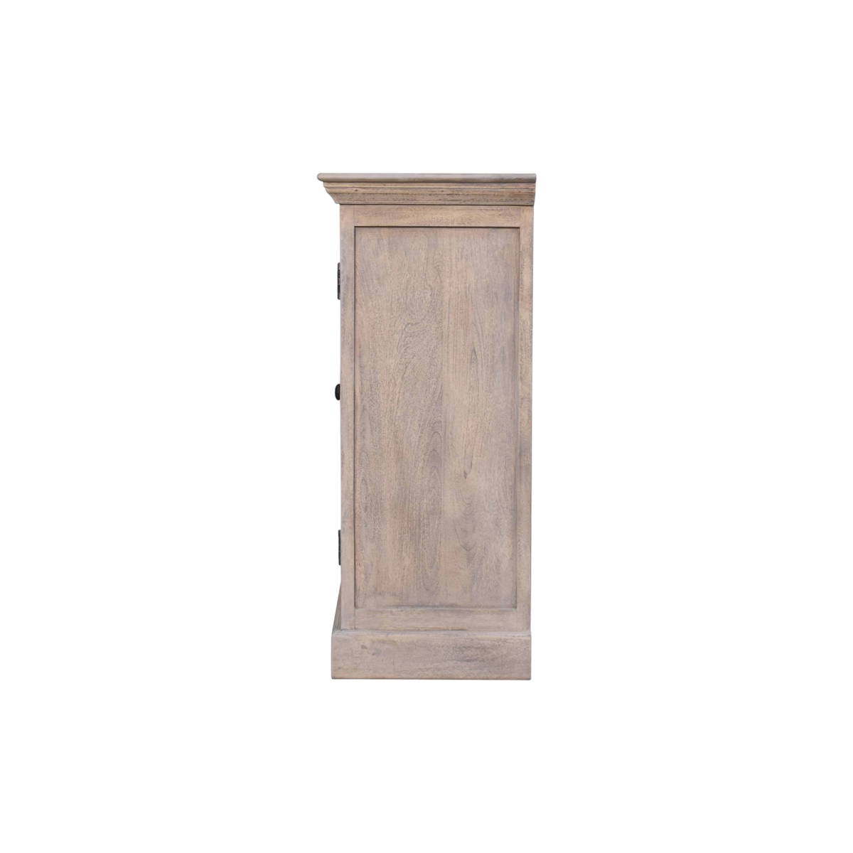 Sigtuna Glazed Sideboard in Stone, side view showing the depth.