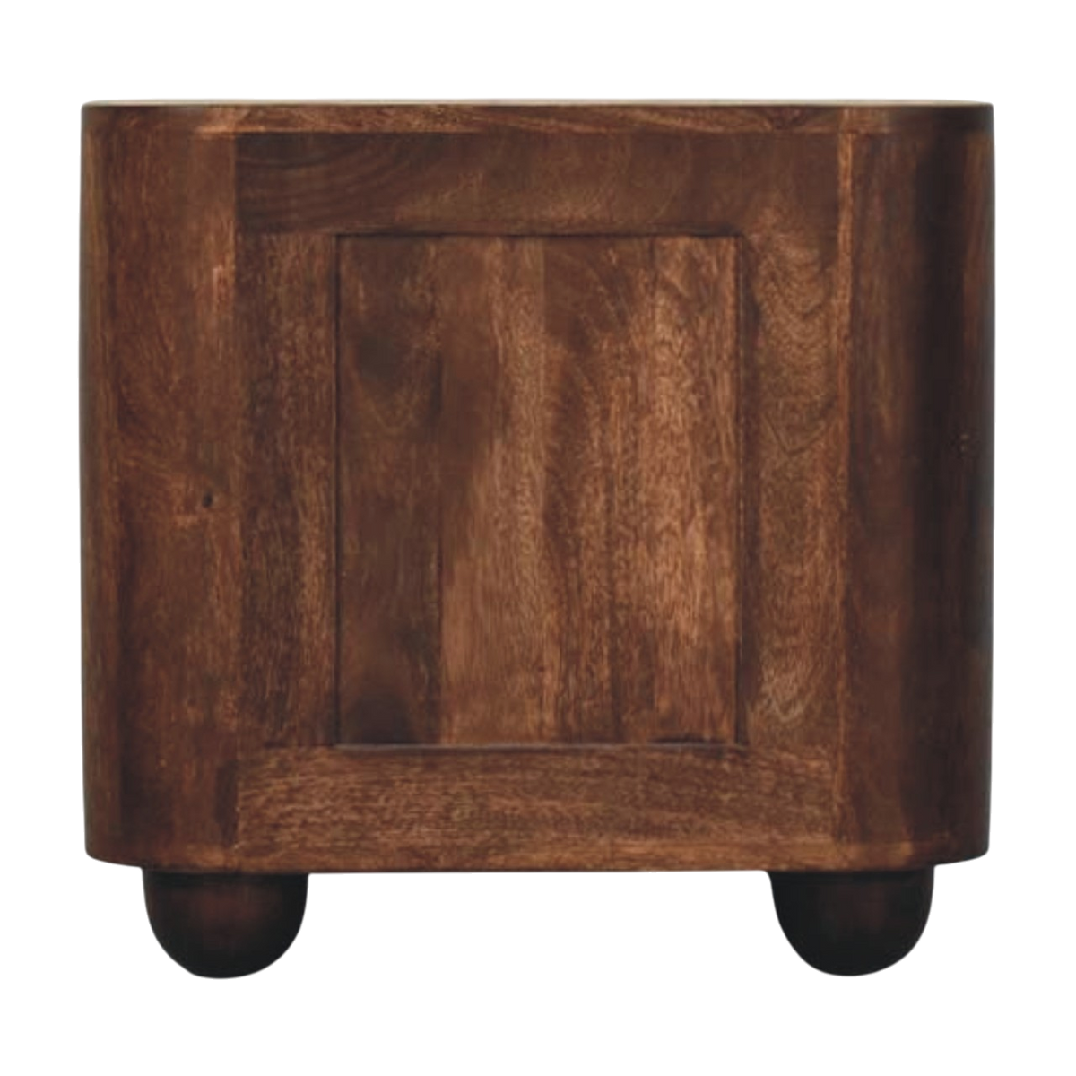 Skagen Fluted Bedside Table in Chestnut, rear view.