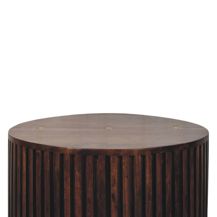 Skagen Fluted Coffee Table in Chestnut, shown from above.