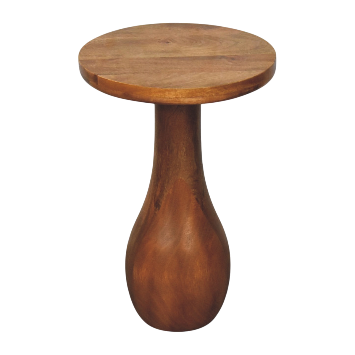 Soller Pedestal Drink Table in Amber, three-quarter view showing the full profile.
