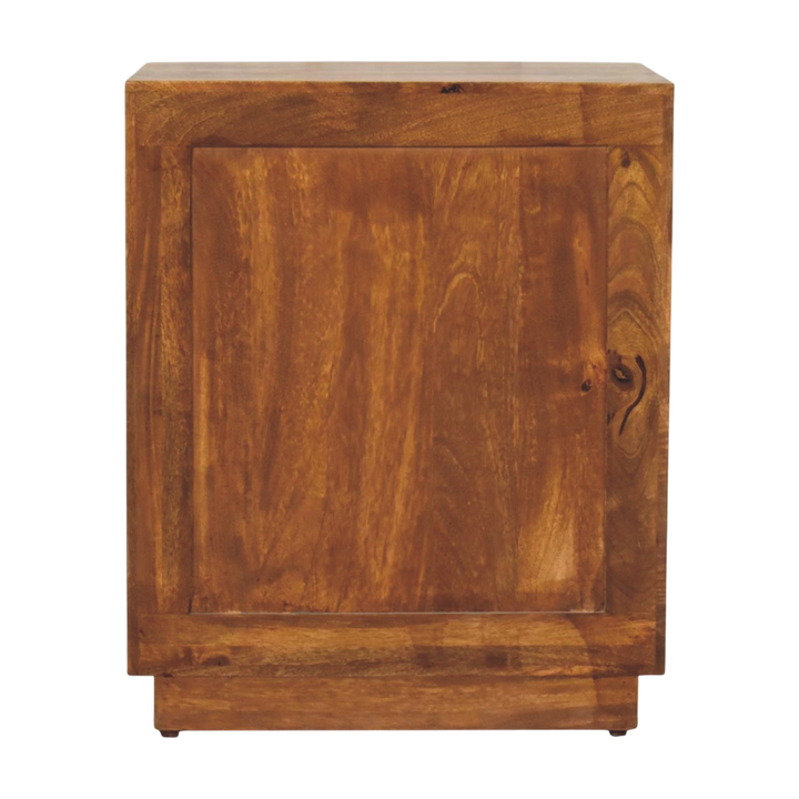 Sorrento Fluted Bedside Cabinet in Chestnut, rear view.