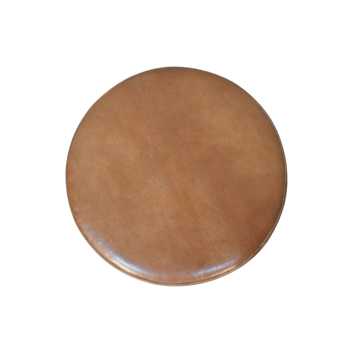 Sussex Ribbed Leather Stool in Tobacco, shown from above.