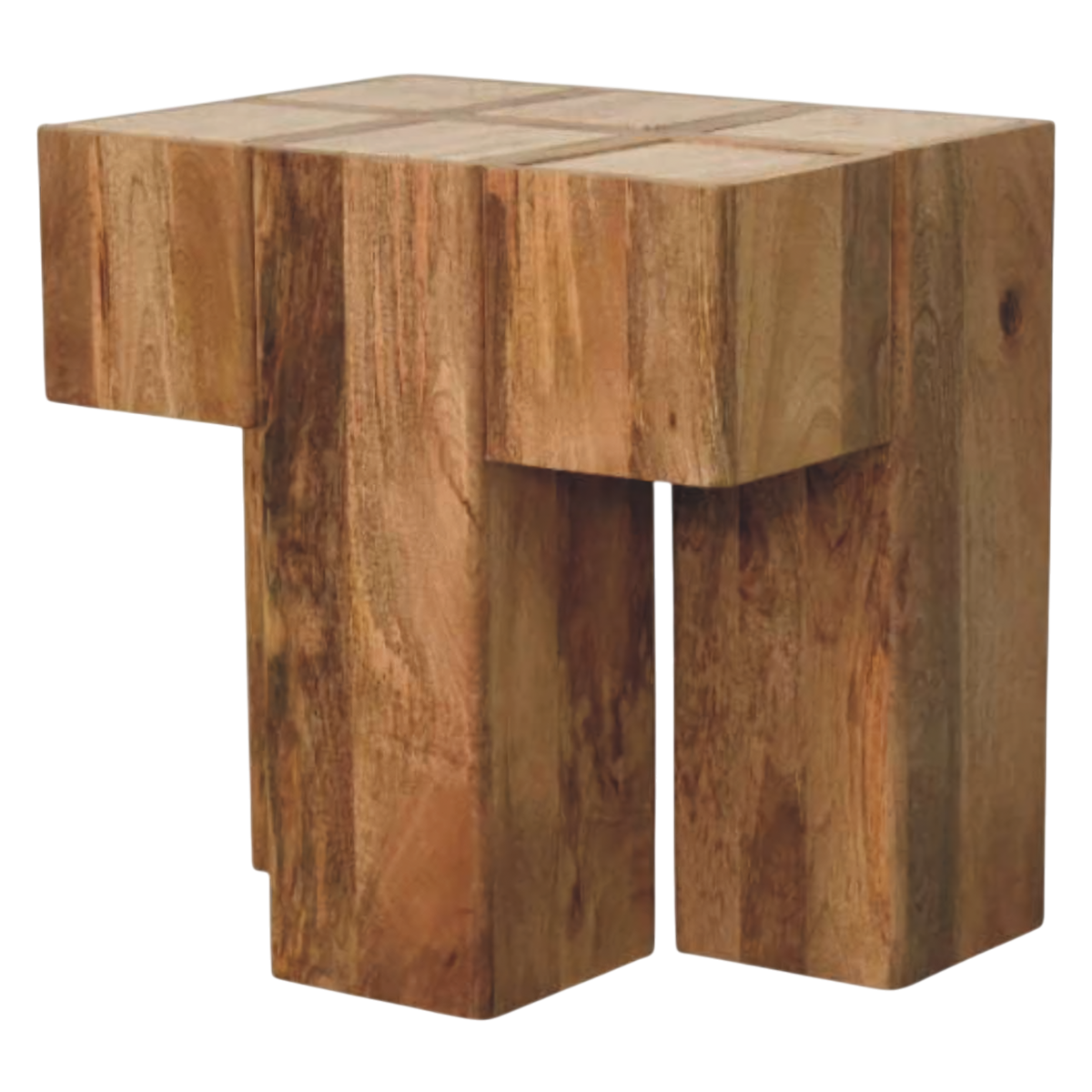 Tivoli Travertine Block Side Table in Amber, three-quarter view showing the full profile.