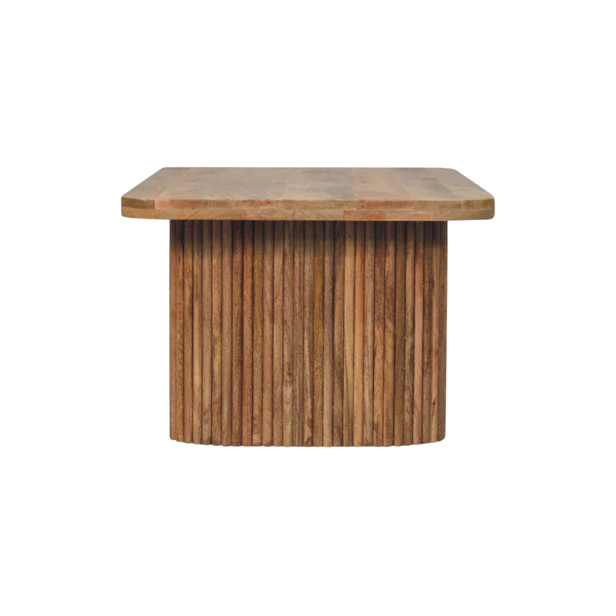 Trosa Block Bench in Amber, side view showing the depth.