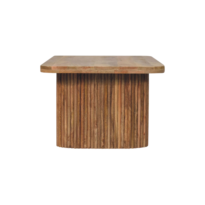 Trosa Block Bench in Amber, side view showing the depth.