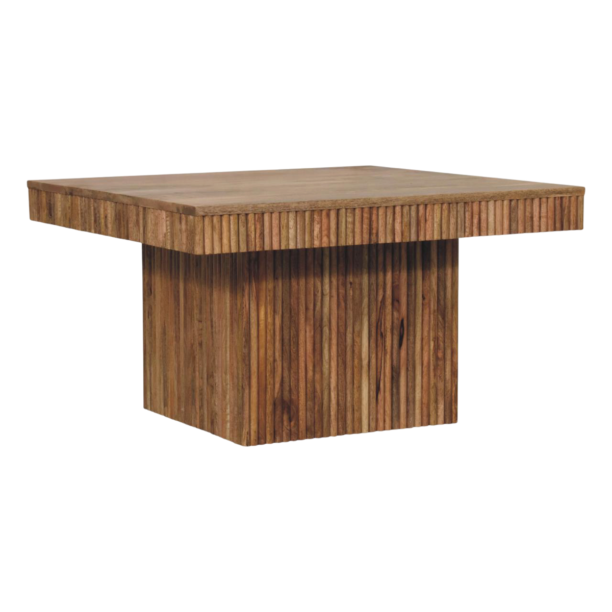 Trosa Block Coffee Table in Amber, three-quarter view showing the full profile.