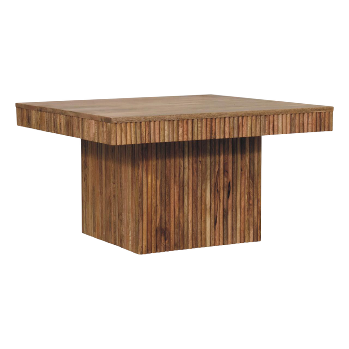 Trosa Block Coffee Table in Amber, three-quarter view showing the full profile.