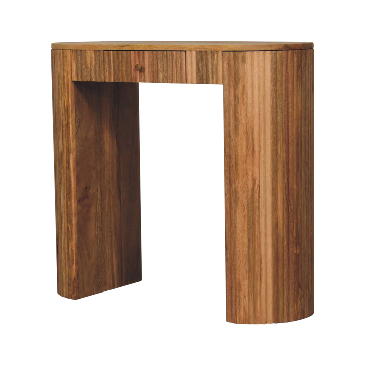 Trosa Block Console Table in Amber, three-quarter view showing the full profile.