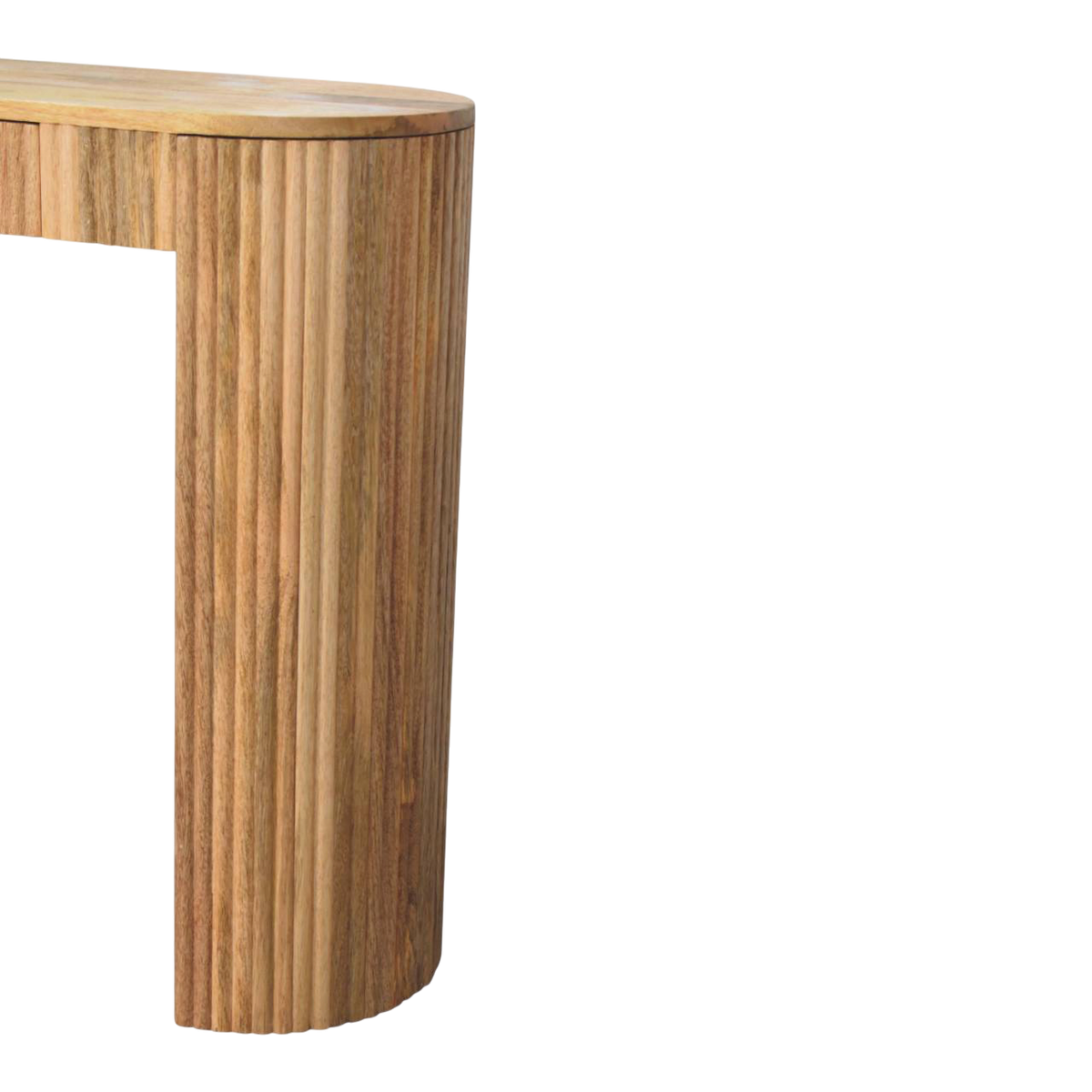 Trosa Block Console Table in Amber, side view showing the depth.
