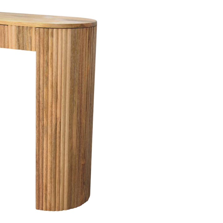 Trosa Block Console Table in Amber, side view showing the depth.