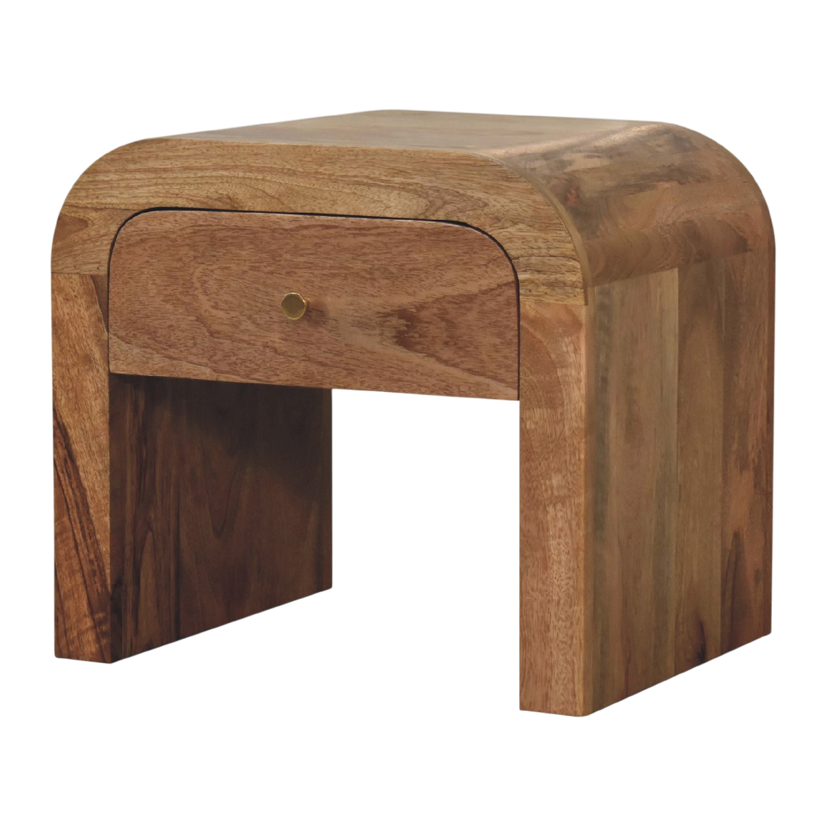 Trosa Mini Bedside Table in Amber, three-quarter view showing the full profile.