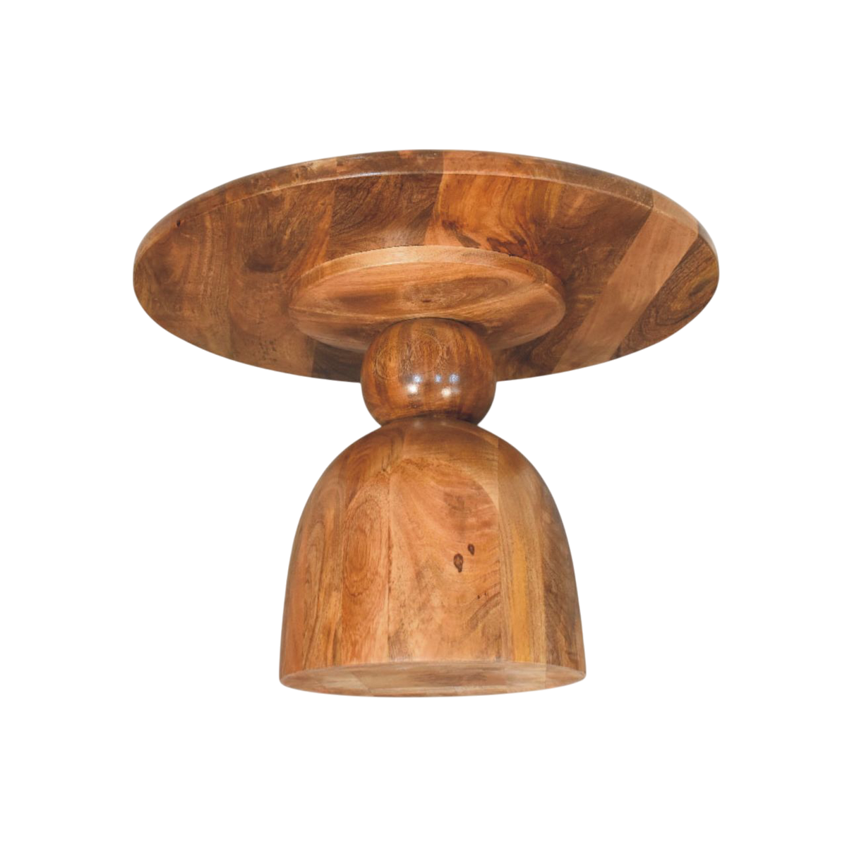 Vallauris Pedestal Coffee Table in Amber, raised three-quarter view showing the top surface.