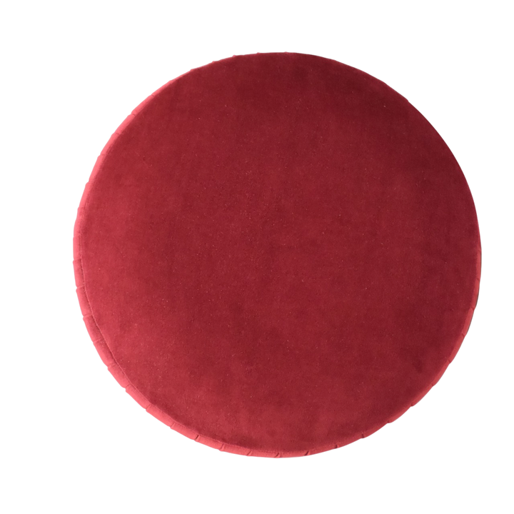 Vallauris Pleated Footstool in Claret Velvet, shown from above.