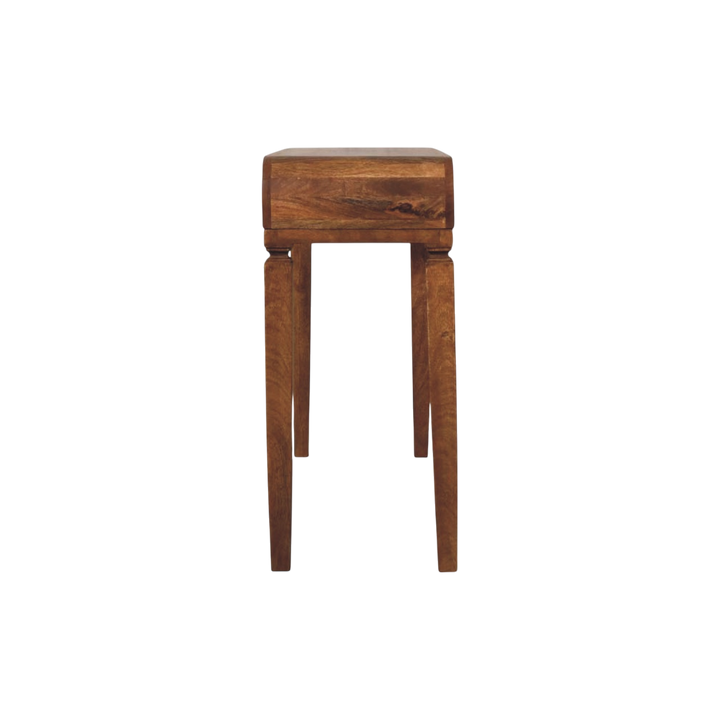 Ventnor Arch Console in Amber, side view showing the depth.