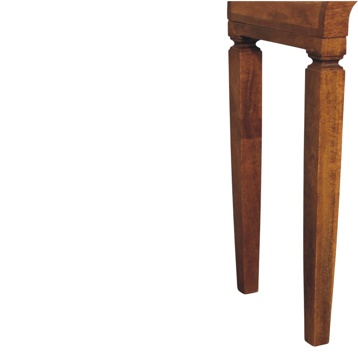 Close view of the turned legs on the Ventnor Arch Console in Amber.