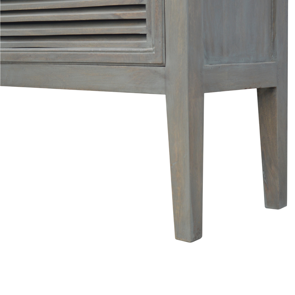 Close view of the legs on the Ventnor Shutter Buffet in Stone.