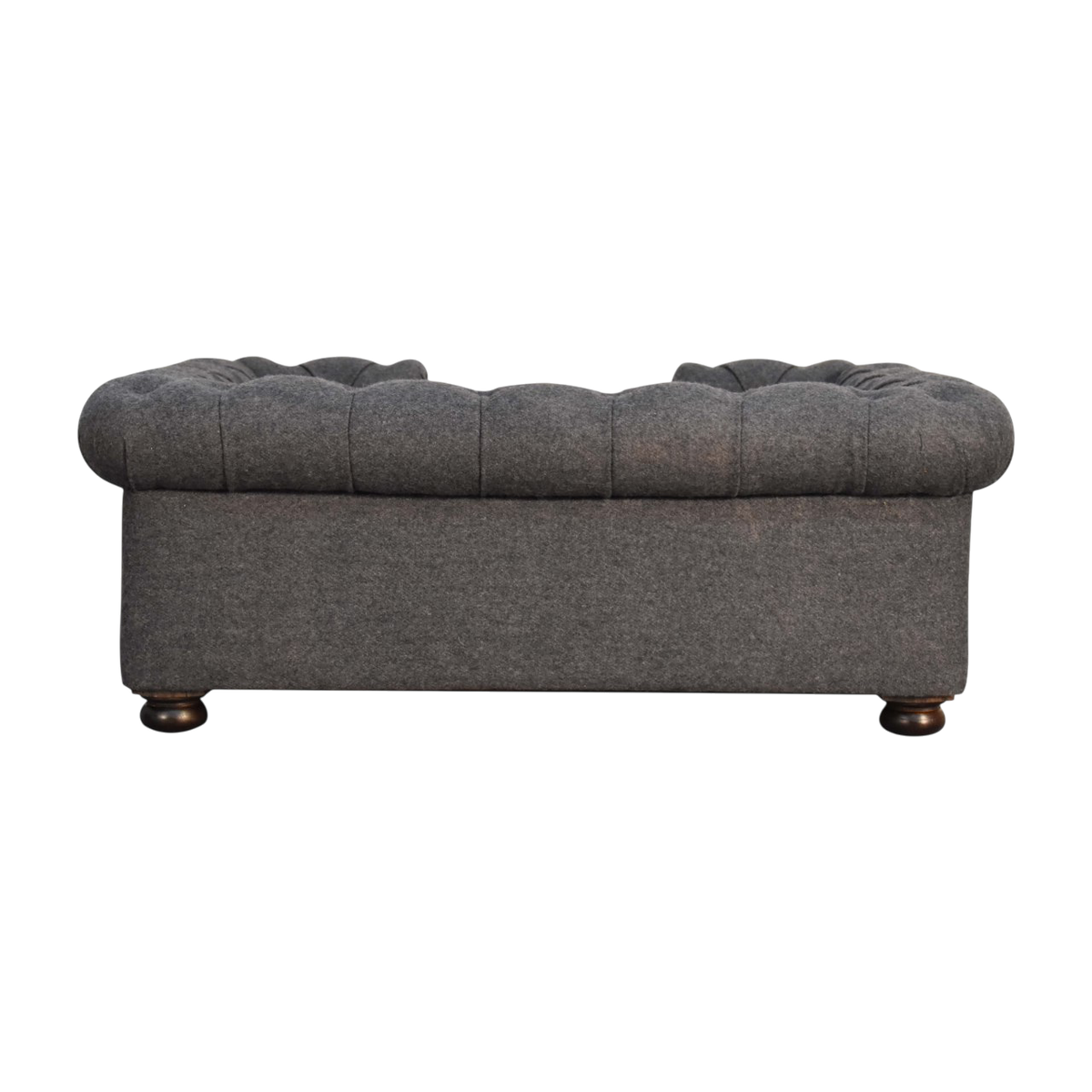 Westminster Chesterfield Pet Bed in Grey Tweed, viewed from the back.