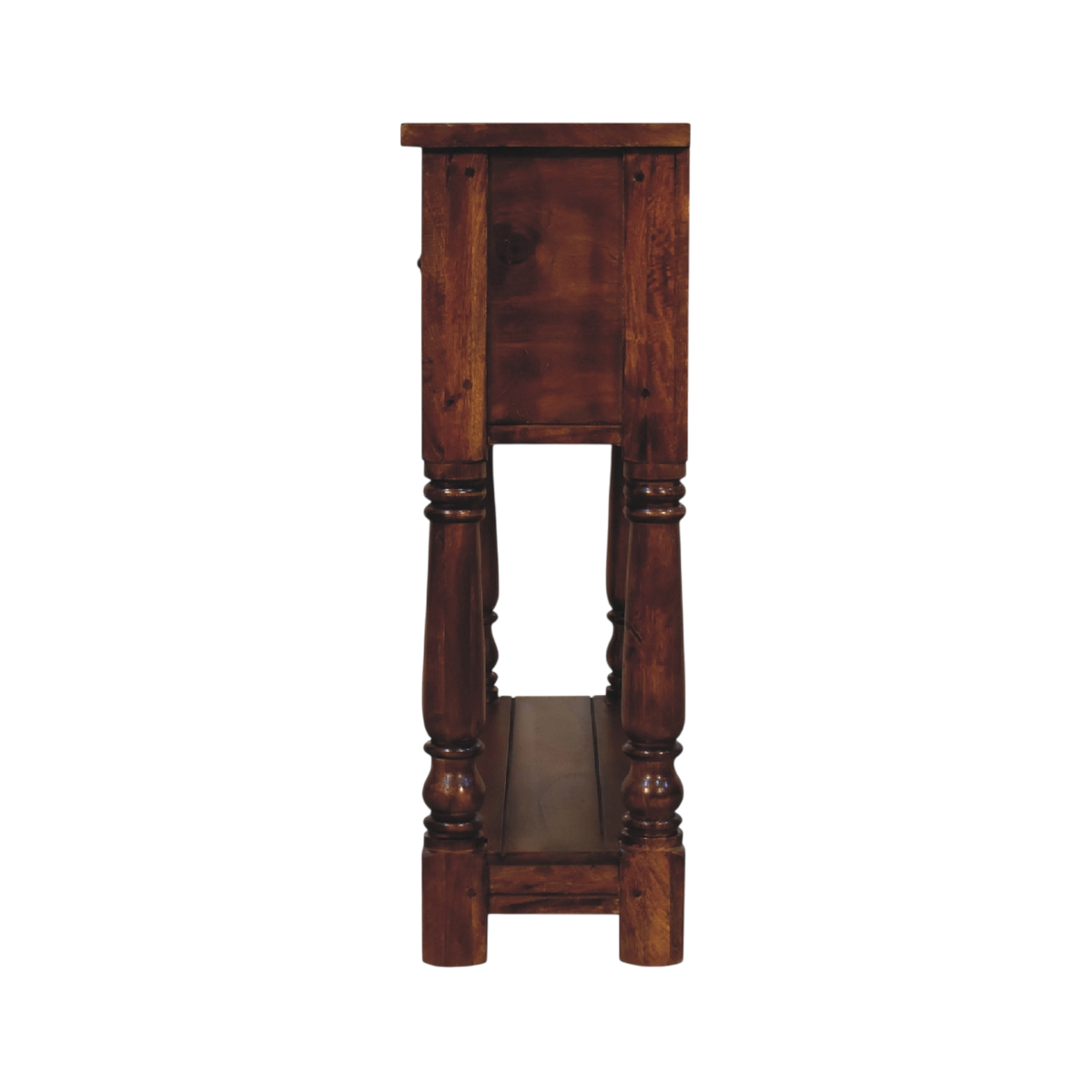 Wetherby 4-Drawer Console Table in Chestnut, side view showing the depth.