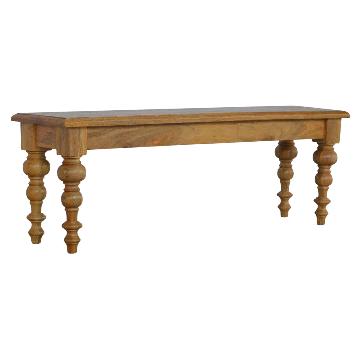 Wetherby Dining Bench in Amber, three-quarter view showing the full profile.