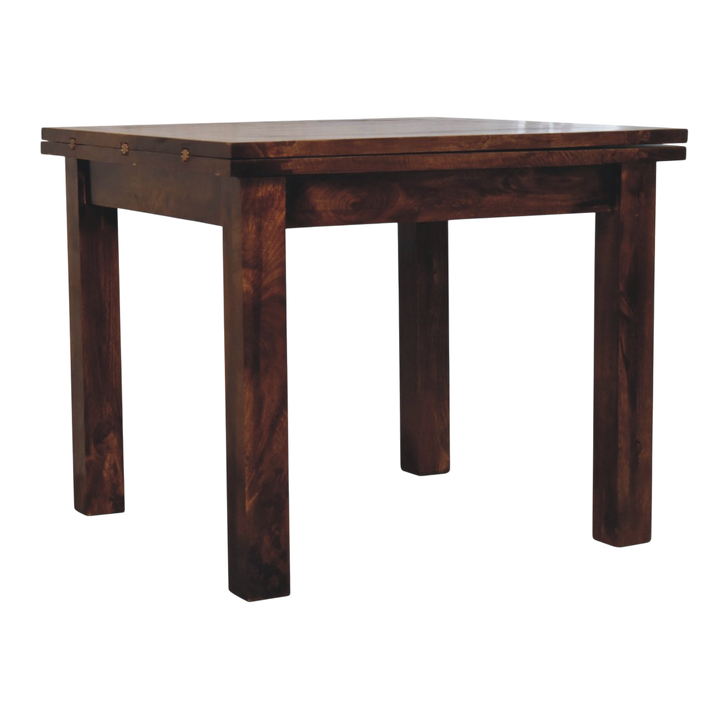 Wetherby Extending Dining Table in Cocoa, three-quarter view showing the full profile.