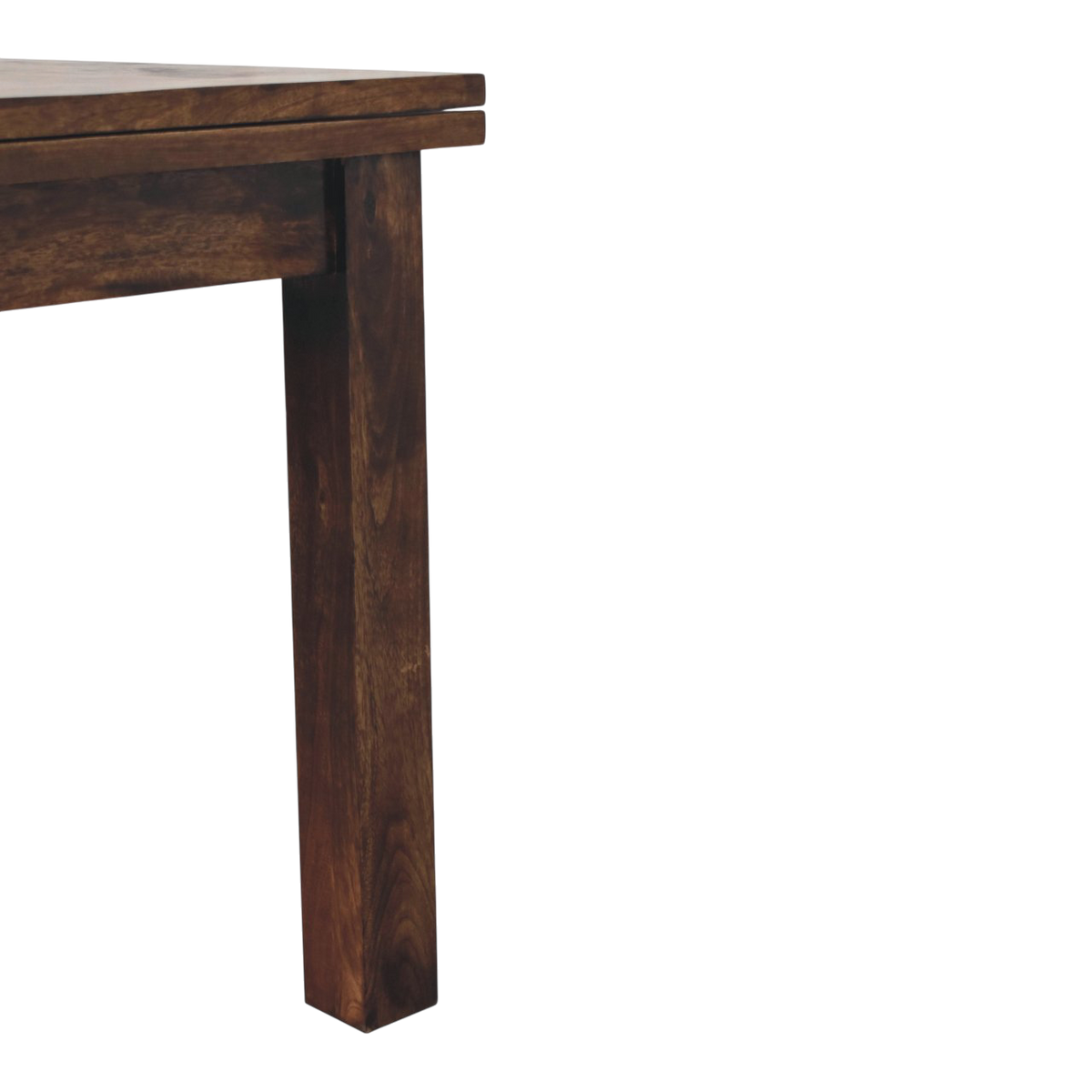 Close view of the legs on the Wetherby Extending Dining Table in Cocoa.