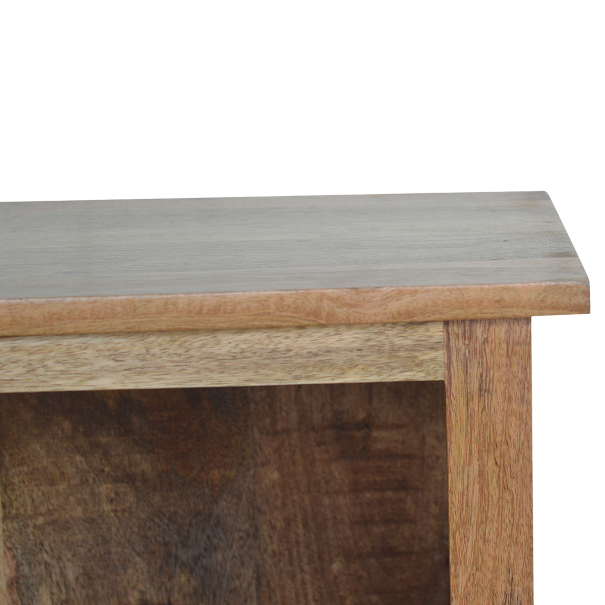 Close view of the top on the Wetherby Mini Bookcase in Amber.