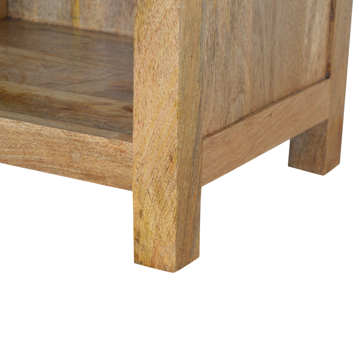 Close view of the legs on the Wetherby Mini Bookcase in Amber.