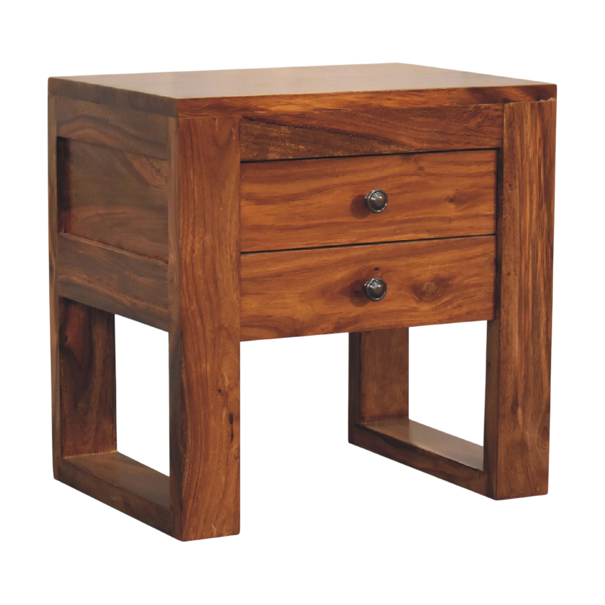Wetherby Square Bedside Table in Chestnut, three-quarter view showing the full profile.