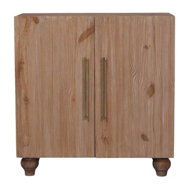 Wetherby Two-Tone Sideboard in Driftwood, front view. Solid hardwood body in a pale driftwood finish with pine doors a shade warmer.