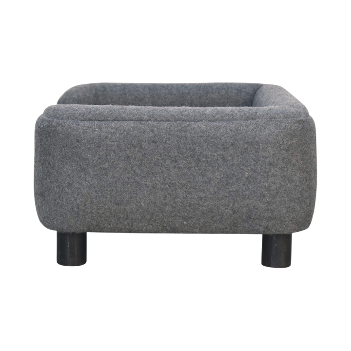 Winton Mini Pet Bed in Grey Tweed, viewed from the back.