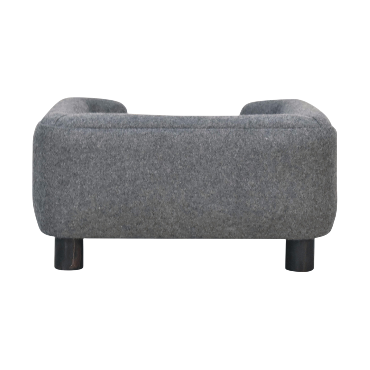 Winton Mini Pet Bed in Grey Tweed, side view showing the depth.