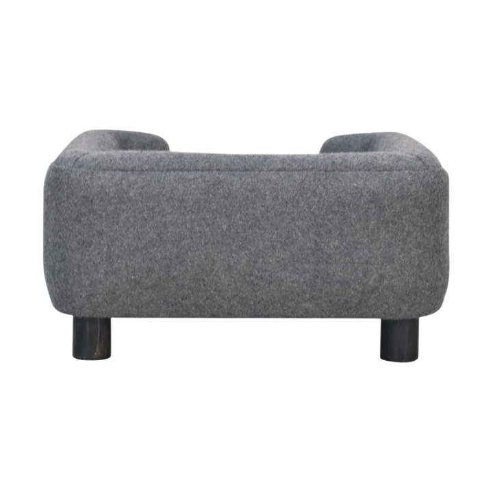 Winton Mini Pet Bed in Grey Tweed, side view showing the depth.