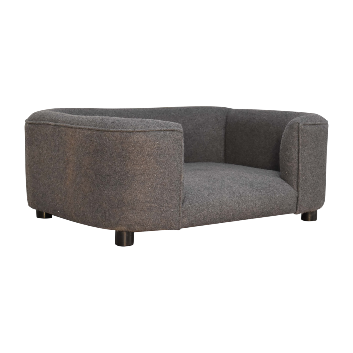 Winton Pet Bed in Grey Tweed, three-quarter view showing the full profile.