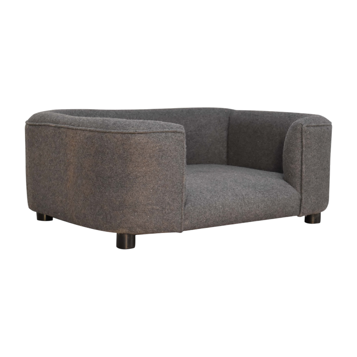 Winton Pet Bed in Grey Tweed, three-quarter view showing the full profile.
